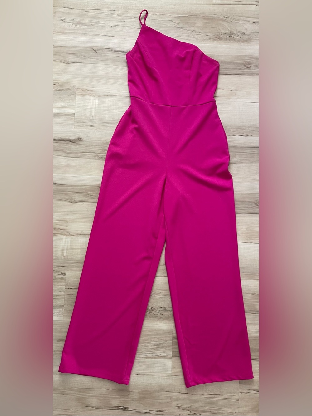 Asymmetrical One-Shoulder Hot Pink Jumpsuit
